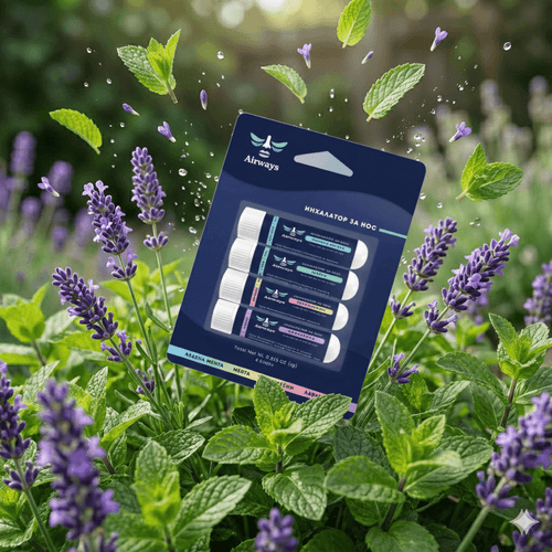 Airways инхалатор за нос с ментол и евкалипт - за по-свободно носово дишане и отпушване на носа