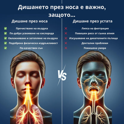 Носово дишане vs дишане през устата - лепенки за нос Airways за по-добър сън и физическа издръжливост
